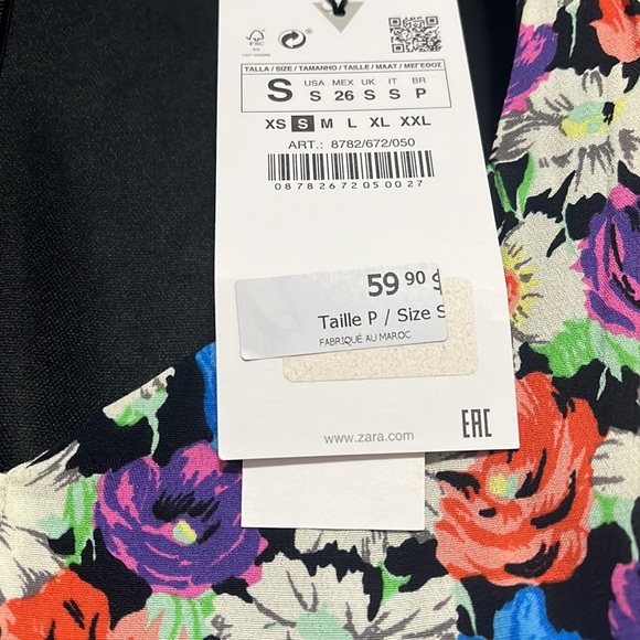 NWT ZARA COLOURFUL FLORAL LONGSLEEVE MINI DRESS - Picture 5 of 7